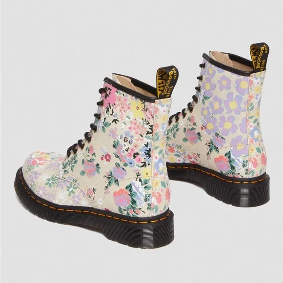 Dr Martens 1460 Floral Mash Up Leather Lace Up Boots Women’s Size 6 Docs NEW - Picture 2 of 10
